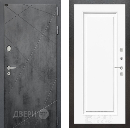 Входная металлическая Дверь Лабиринт (LABIRINT) Лофт 27 Белый (RAL-9003) в Балашихе