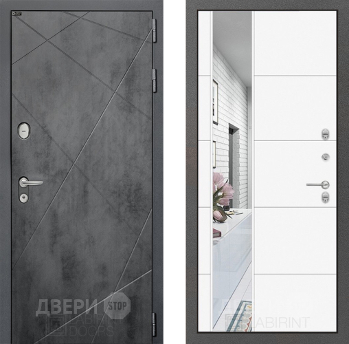 Дверь Лабиринт (LABIRINT) Лофт Зеркало 19 Белый софт в Балашихе