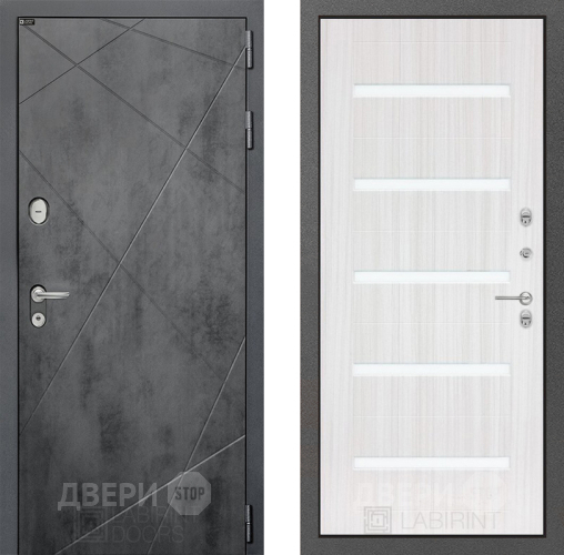 Входная металлическая Дверь Лабиринт (LABIRINT) Лофт 01 Сандал белый в Балашихе