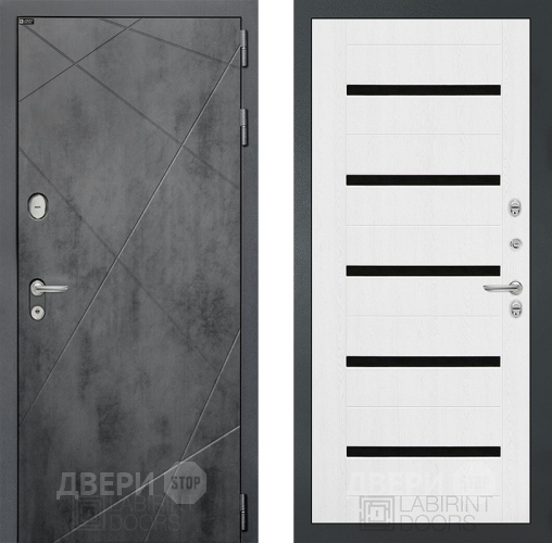 Входная металлическая Дверь Лабиринт (LABIRINT) Лофт 01 Белое дерево в Балашихе