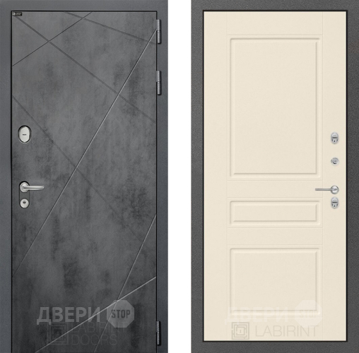 Входная металлическая Дверь Лабиринт (LABIRINT) Лофт 03 Крем софт в Балашихе