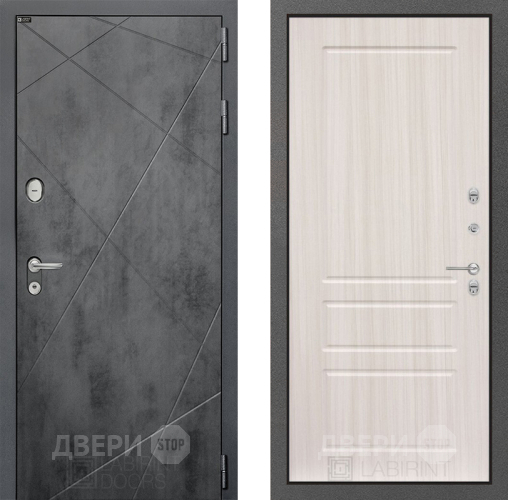 Входная металлическая Дверь Лабиринт (LABIRINT) Лофт 03 Сандал белый в Балашихе