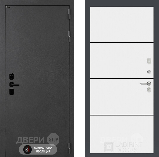 Входная металлическая Дверь Лабиринт (LABIRINT) Acustic 25 Белый софт в Балашихе