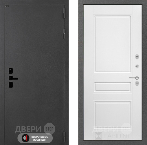 Входная металлическая Дверь Лабиринт (LABIRINT) Acustic 03 Белый софт в Балашихе