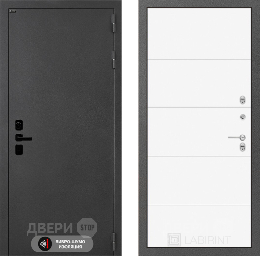 Входная металлическая Дверь Лабиринт (LABIRINT) Acustic 13 Белый софт в Балашихе