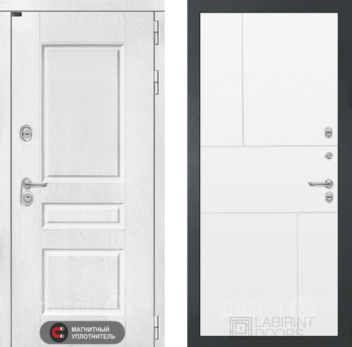 Входная металлическая Дверь Лабиринт (LABIRINT) Versal 21 Белый софт в Балашихе