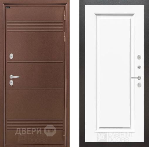 Входная металлическая Дверь Лабиринт (LABIRINT) Термо Лайт 27 Белый (RAL-9003) в Балашихе