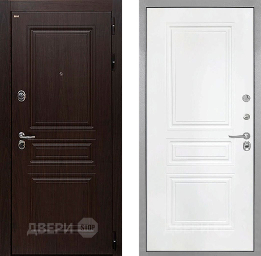 Входная металлическая Дверь Интекрон (INTECRON) Брайтон Тиковое Дерево ФЛ-243 Белый матовый в Балашихе