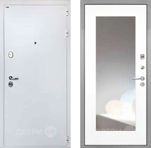 Входная металлическая Дверь Интекрон (INTECRON) Колизей White ФЛЗ-120-М Зеркало Белый матовый в Балашихе