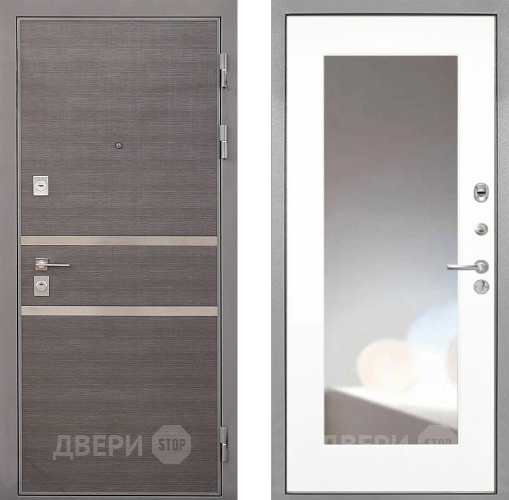 Входная металлическая Дверь Интекрон (INTECRON) Неаполь ФЛЗ-120-М Зеркало Белый матовый в Балашихе
