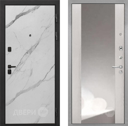 Входная металлическая Дверь Интекрон (INTECRON) Профит Black Мрамор Арктик ФЛЗ-516 Зеркало Сосна белая в Балашихе