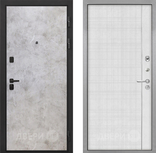 Входная металлическая Дверь Интекрон (INTECRON) Профит Black Мрамор Светлый В-07 с молдингом Лофт белый в Балашихе