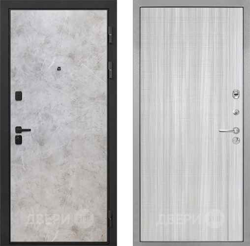 Входная металлическая Дверь Интекрон (INTECRON) Профит Black Мрамор Светлый В-07 с молдингом Сандал белый в Балашихе