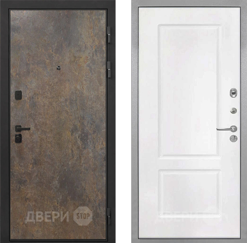 Входная металлическая Дверь Интекрон (INTECRON) Профит Black Гранж КВ-2 Белый матовый в Балашихе
