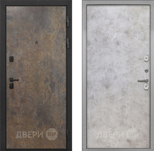 Входная металлическая Дверь Интекрон (INTECRON) Профит Black Гранж Гладкая Мрамор светлый в Балашихе