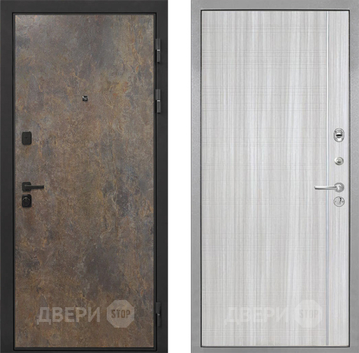 Входная металлическая Дверь Интекрон (INTECRON) Профит Black Гранж В-07 с молдингом Сандал белый в Балашихе
