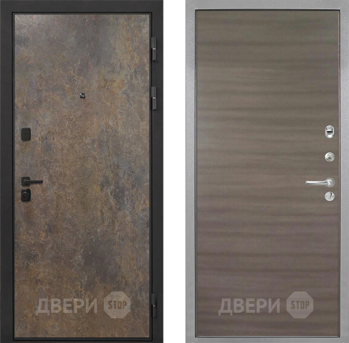 Входная металлическая Дверь Интекрон (INTECRON) Профит Black Гранж Гладкая Дуб тоскано поперечный в Балашихе