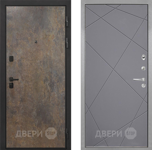 Входная металлическая Дверь Интекрон (INTECRON) Профит Black Гранж Лучи-М Графит софт в Балашихе