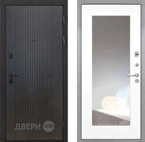 Входная металлическая Дверь Интекрон (INTECRON) Профит Black ФЛ-295 ФЛЗ-120-М Зеркало Белый матовый в Балашихе
