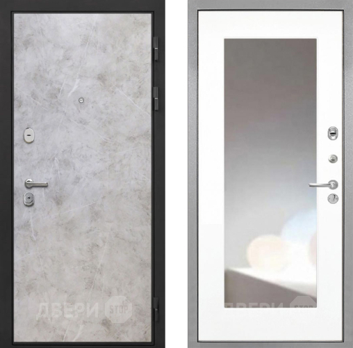 Входная металлическая Дверь Интекрон (INTECRON) Гектор Мрамор Светлый ФЛЗ-120-М Зеркало Белый матовый в Балашихе