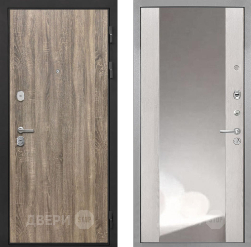 Входная металлическая Дверь Интекрон (INTECRON) Гектор Дуб Турин ФЛЗ-516 Зеркало Сосна белая в Балашихе