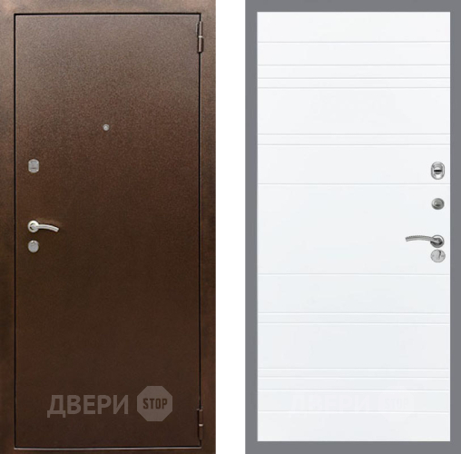 Входная металлическая Дверь Рекс (REX) 1А Медный Антик Line Силк Сноу в Балашихе