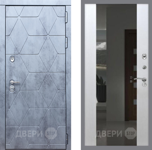 Входная металлическая Дверь Рекс (REX) 28 СБ-16 Зеркало Белый ясень в Балашихе
