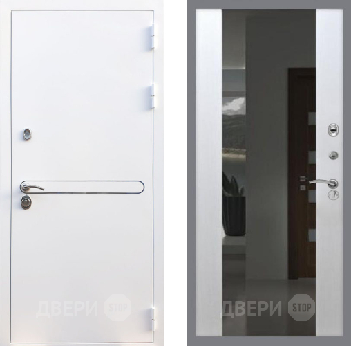 Входная металлическая Дверь Рекс (REX) 27 СБ-16 Зеркало Белый ясень в Балашихе