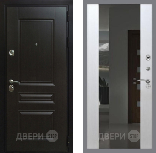 Входная металлическая Дверь Рекс (REX) Премиум-Н СБ-16 Зеркало Белый ясень в Балашихе