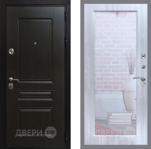 Входная металлическая Дверь Рекс (REX) Премиум-Н Зеркало Пастораль Сандал белый в Балашихе