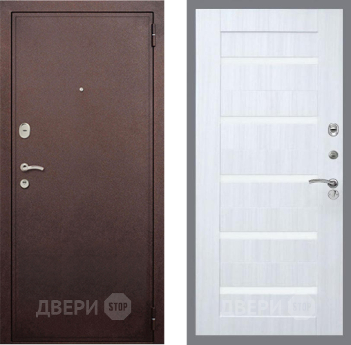 Входная металлическая Дверь Рекс (REX) 2 Медный Антик СБ-14 стекло белое Сандал белый в Балашихе