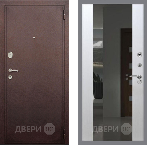 Входная металлическая Дверь Рекс (REX) 2 Медный Антик СБ-16 Зеркало Белый ясень в Балашихе