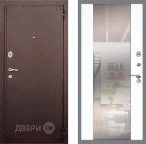 Входная металлическая Дверь Рекс (REX) 2 Медный Антик СБ-16 Зеркало Силк Сноу в Балашихе