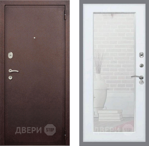 Входная металлическая Дверь Рекс (REX) 2 Медный Антик Зеркало Пастораль Силк Сноу в Балашихе