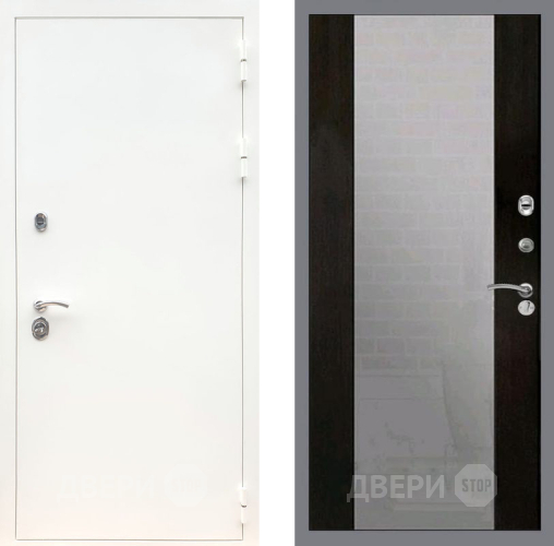 Входная металлическая Дверь Рекс (REX) 5 Белая Шагрень СБ-16 Зеркало Венге в Балашихе