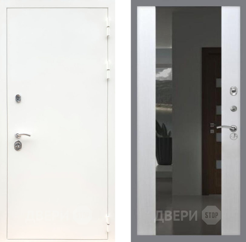 Дверь Рекс (REX) 5 Белая Шагрень СБ-16 с Зеркалом Лиственница беж в Балашихе