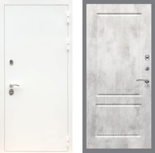 Входная металлическая Дверь Рекс (REX) 5 Белая Шагрень FL-117 Бетон светлый в Балашихе