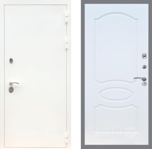 Входная металлическая Дверь Рекс (REX) 5 Белая Шагрень FL-128 Белый ясень в Балашихе