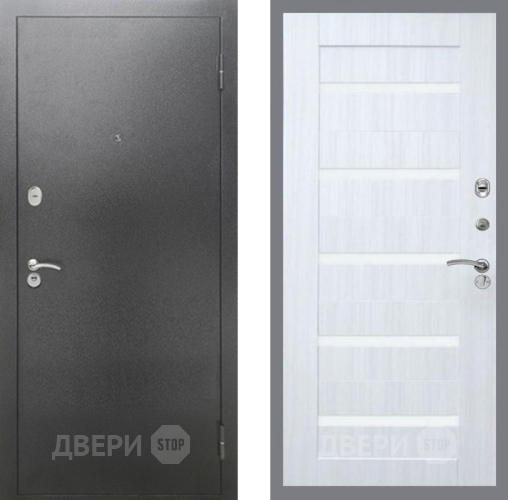 Входная металлическая Дверь Рекс (REX) 2А Серебро Антик СБ-14 стекло белое Сандал белый в Балашихе