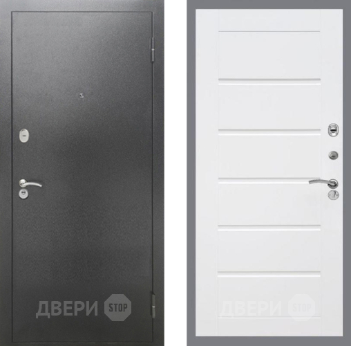 Входная металлическая Дверь Рекс (REX) 2А Серебро Антик Сити Белый ясень в Балашихе