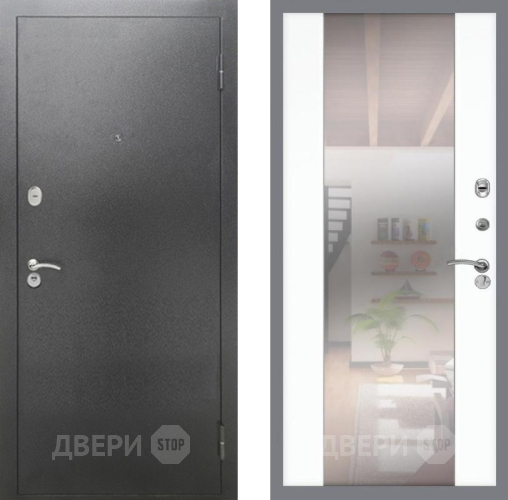 Входная металлическая Дверь Рекс (REX) 2А Серебро Антик СБ-16 Зеркало Силк Сноу в Балашихе