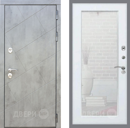 Входная металлическая Дверь Рекс (REX) 22 Зеркало Пастораль Силк Сноу в Балашихе