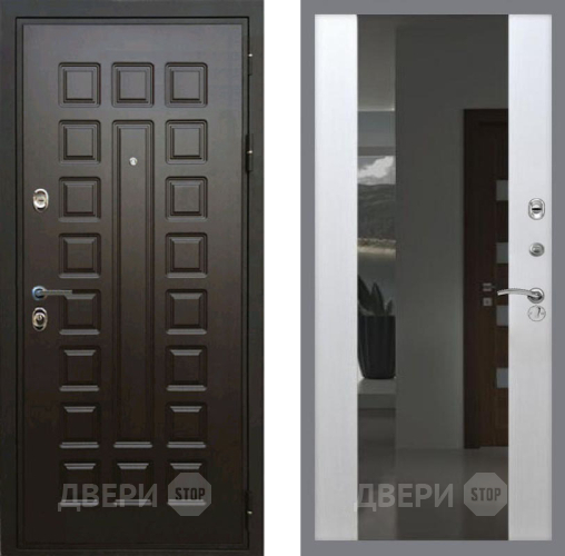 Входная металлическая Дверь Рекс (REX) Премиум 3к СБ-16 Зеркало Белый ясень в Балашихе