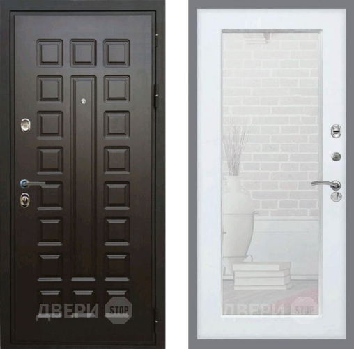Входная металлическая Дверь Рекс (REX) Премиум 3к Зеркало Пастораль Силк Сноу в Балашихе