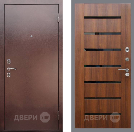 Входная металлическая Дверь Рекс (REX) 1 СБ-14 стекло черное Орех бренди в Балашихе