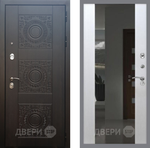 Входная металлическая Дверь Рекс (REX) 10 СБ-16 Зеркало Белый ясень в Балашихе