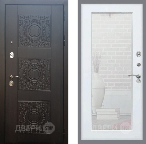 Входная металлическая Дверь Рекс (REX) 10 Зеркало Пастораль Белый ясень в Балашихе