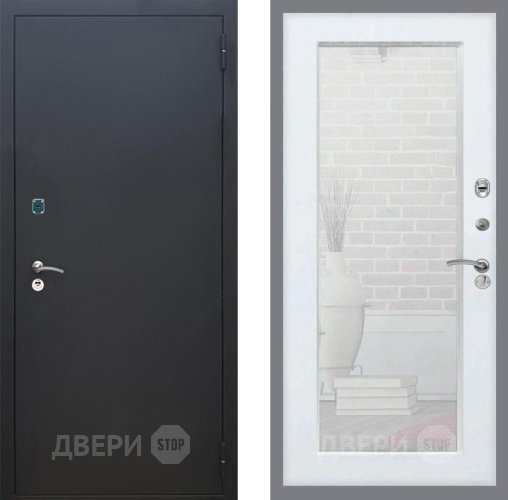 Входная металлическая Дверь Рекс (REX) 1A Черный Муар Зеркало Пастораль Белый ясень в Балашихе