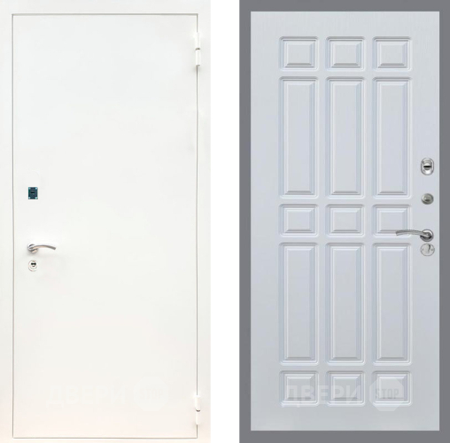 Входная металлическая Дверь Рекс (REX) 1А Белая шагрень FL-33 Белый ясень в Балашихе