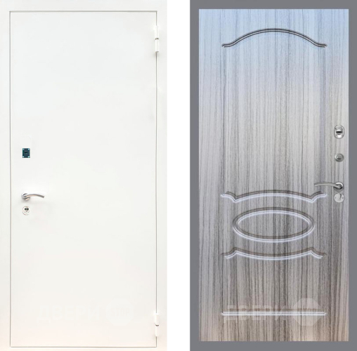 Входная металлическая Дверь Рекс (REX) 1А Белая шагрень FL-128 Сандал грей в Балашихе